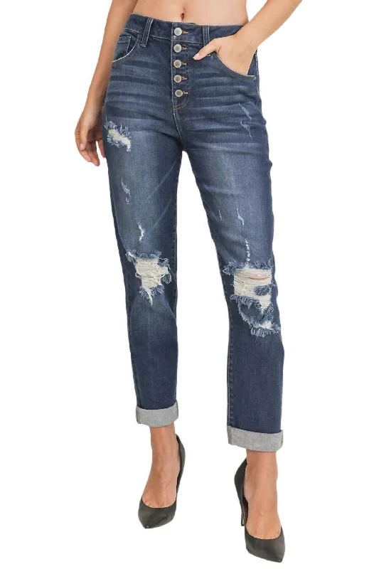 neat slim pants -High Rise Plus Mom Jeans In Dark Wash