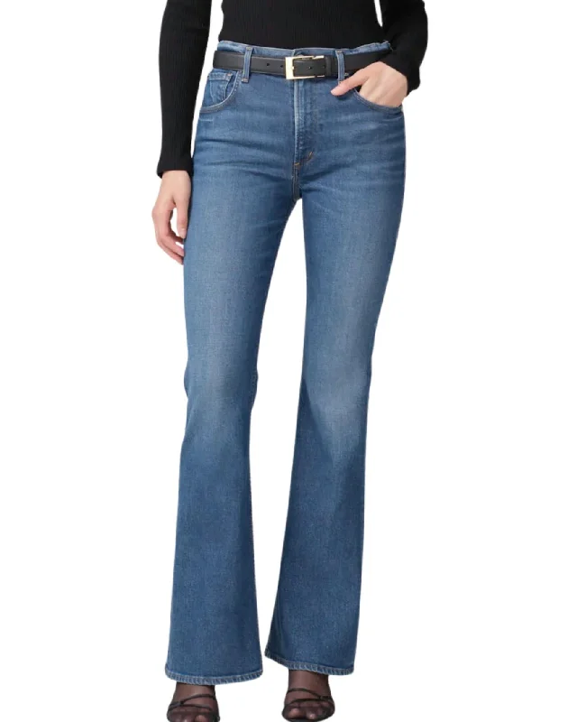 striking geometric pants -Isola Flare Denim Jeans In Crispen