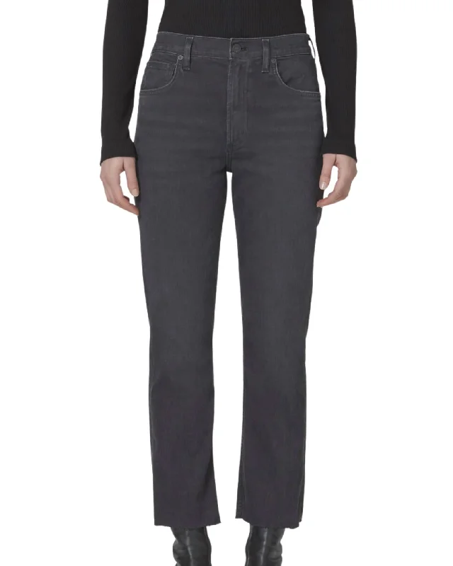 classic flare pants -Isola Straight Cropped Denim In Black