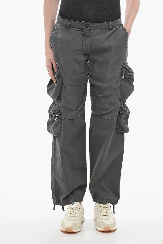 yoga comfy pants -John Elliott Dark Washed Cargo Pants with Belt Loops