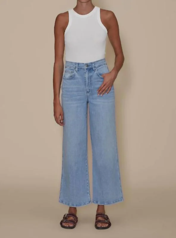 chill everyday pants -Juliette Wide Ankle In Blue Valley