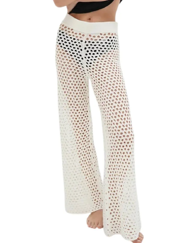 light airy pants -Kismet Open Knit Pants In Ivory