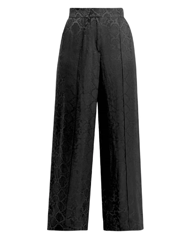 rapid drying pants -Kyra Wide Leg Pant In Black Python