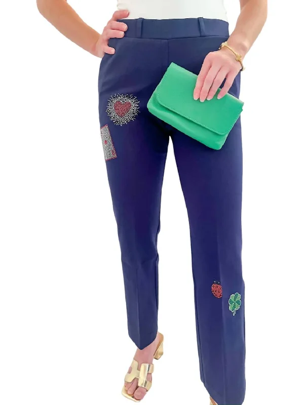 polished plain pants -Lady Luck Trouser Pants In Navy