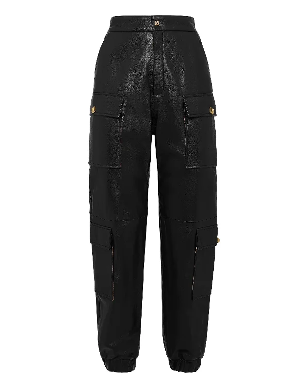 classic logo pants -Leather Jogging Trousers