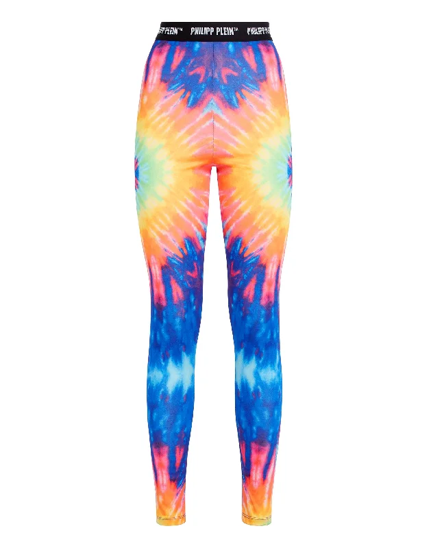 neck curved pants -Leggings Tie dye