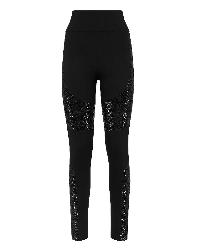 iconic print pants -Leggings with Crystals