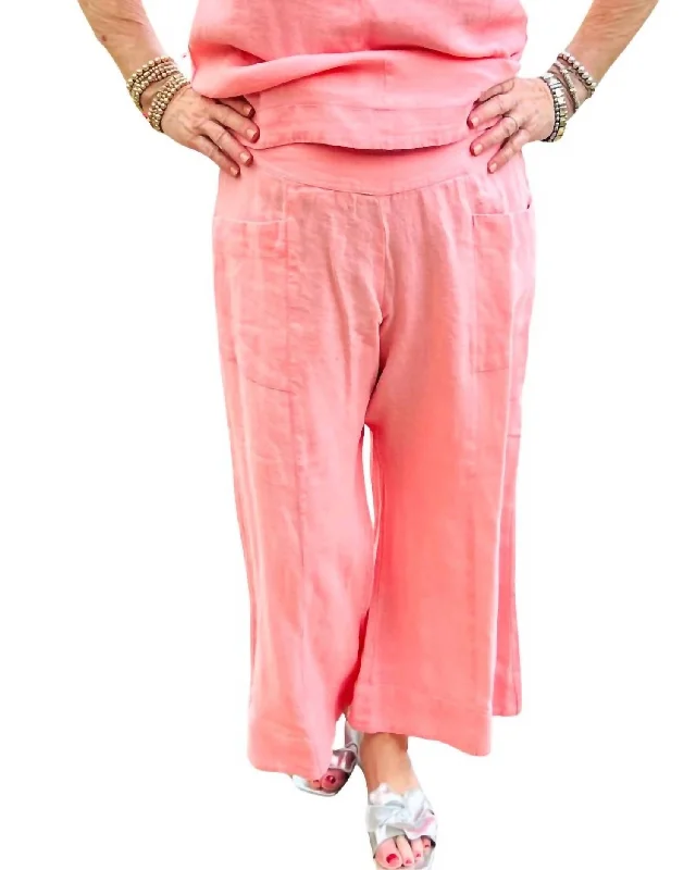 plaid dynamic pants -Linen Slouch Pocket Pant In Geranium