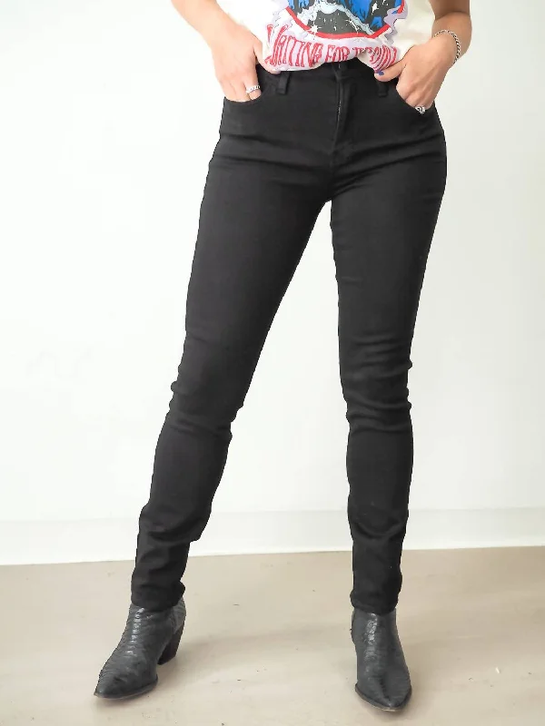 plush long pants -Longer Length Slim Straight Jean In Black