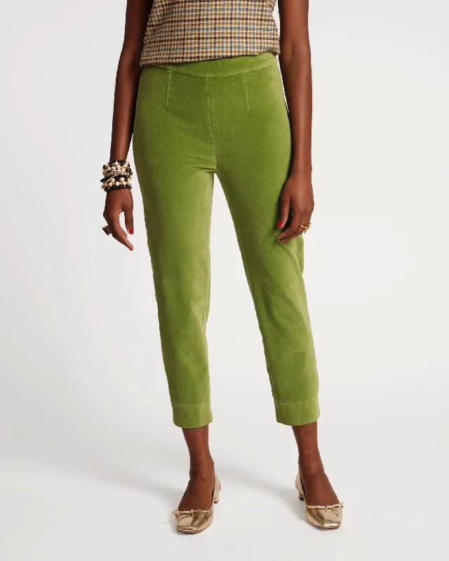 pleated fun pants -Lucy Pant Stretch Velvet Moss Green