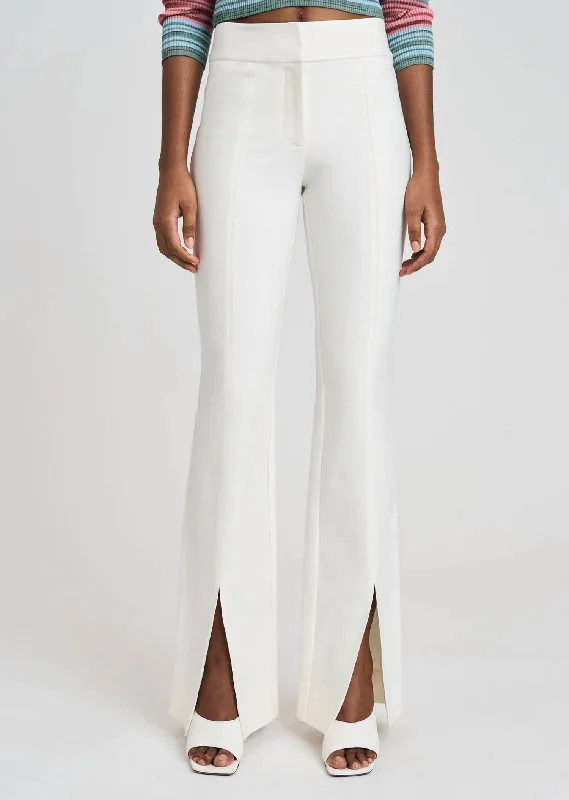 smart tailored pants -Maeve Front Slit Trousers In Soft White