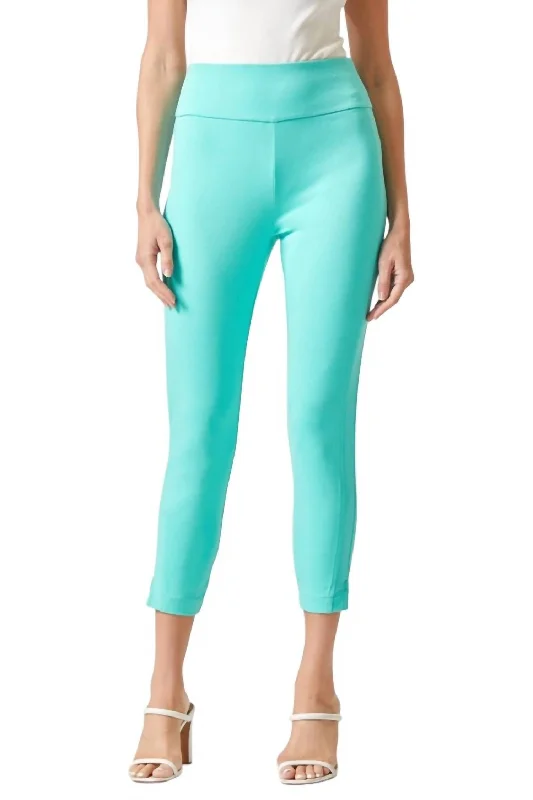 knit cotton pants -Magic High Waisted Skinny Pant 26" In Aqua