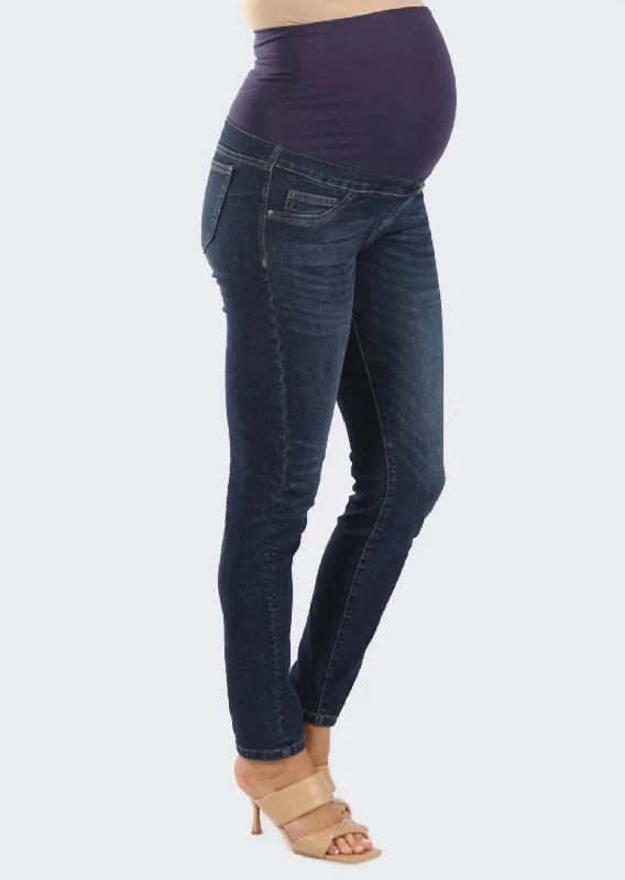 silky cotton pants -Maternity Skinny Jeans In Dark Blue