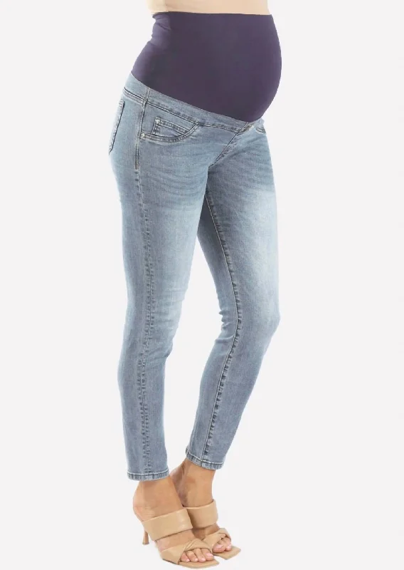 hem flowy pants -Maternity Skinny Jeans In Washed Blue