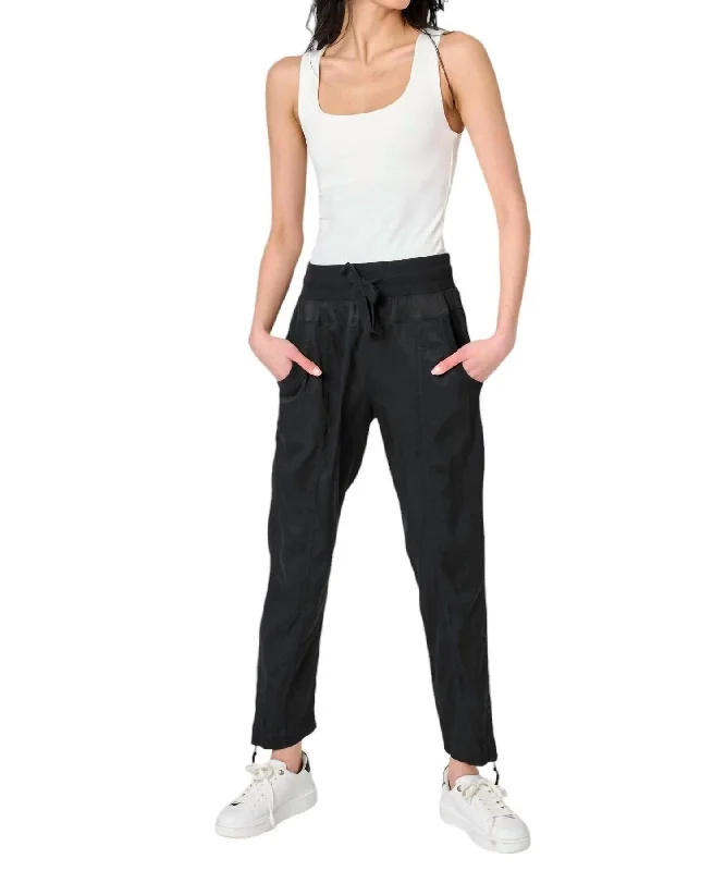 soft eco pants -Melody Stretch Cupro Relaxed Fit Jogger In Black