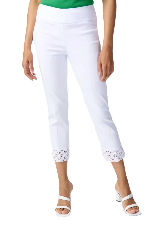 quirky pattern pants -Millennium Crop Pull-On Pant In White