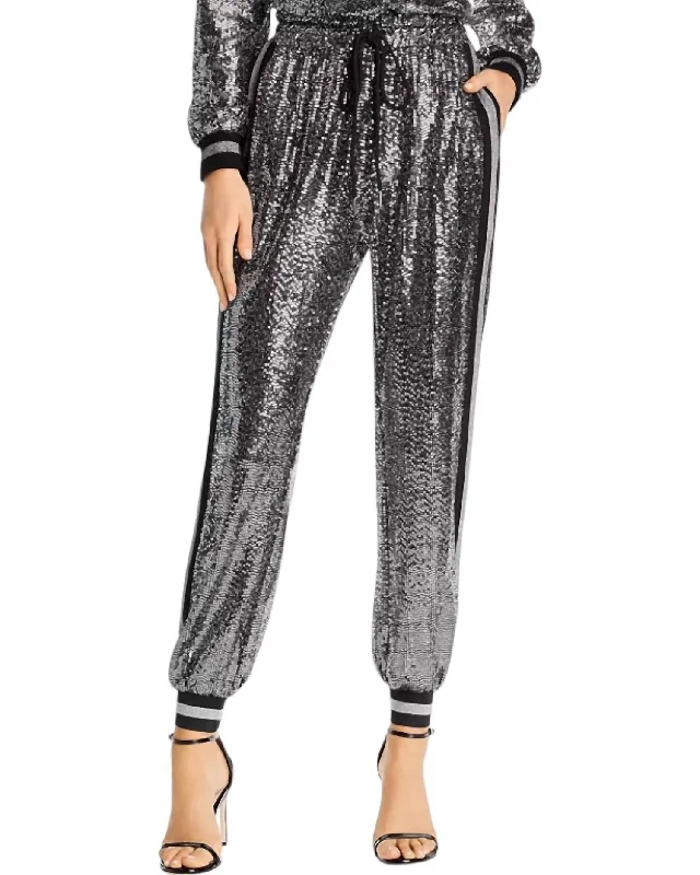 lined warm pants -Mirror Ball Jogger Pants In Black