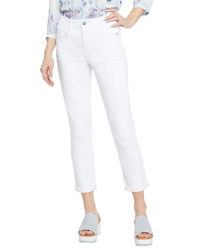 stylish paperbag pants -NYDJ Girlfriend Optic White Girlfriend Jean