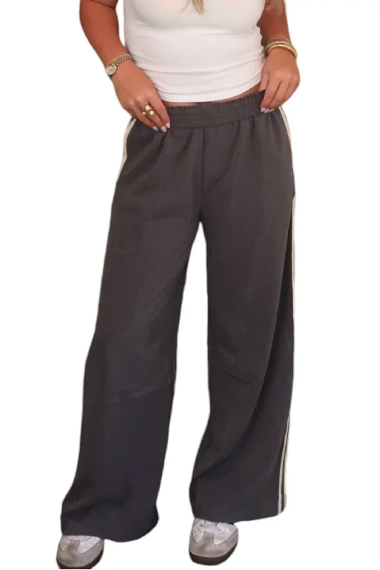 chill casual pants -Off Track Bottom Pants In Gray