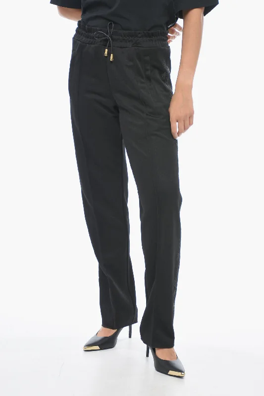 adventure durable pants -Palm Angels Cotton Track Pants with Lurex Embroideries