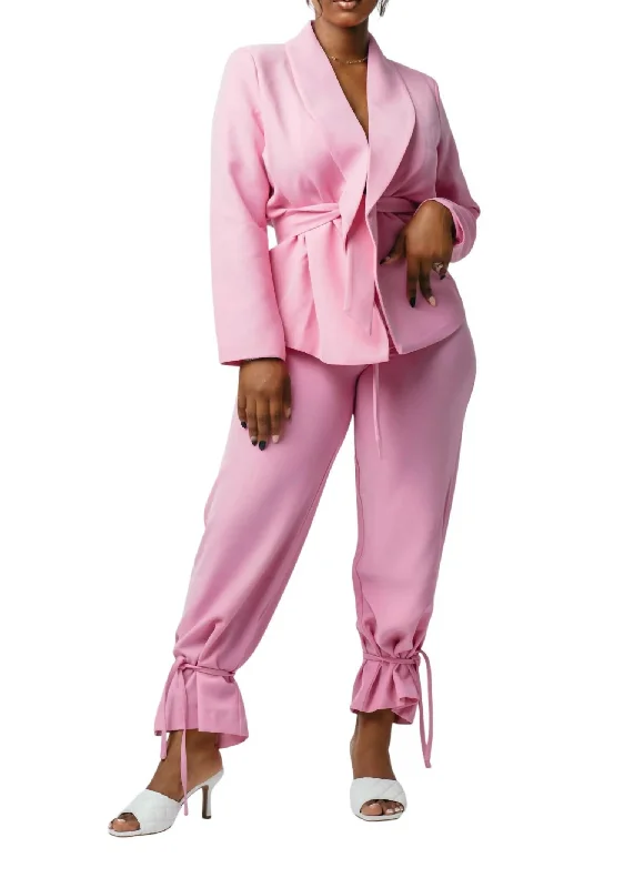 loose urban pants -Pant Suit In Pink