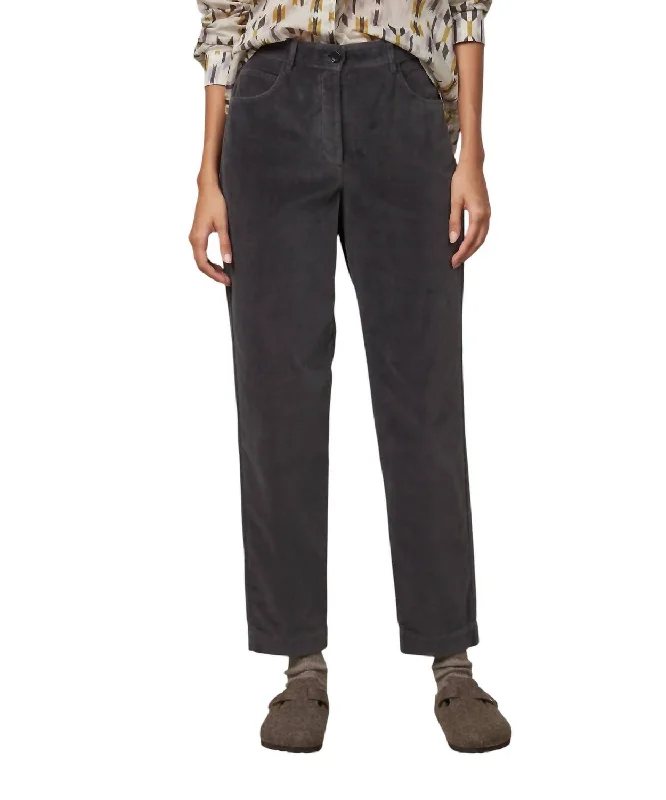 relaxed Friday pants -Pepite Velvet Pants In Charcoal