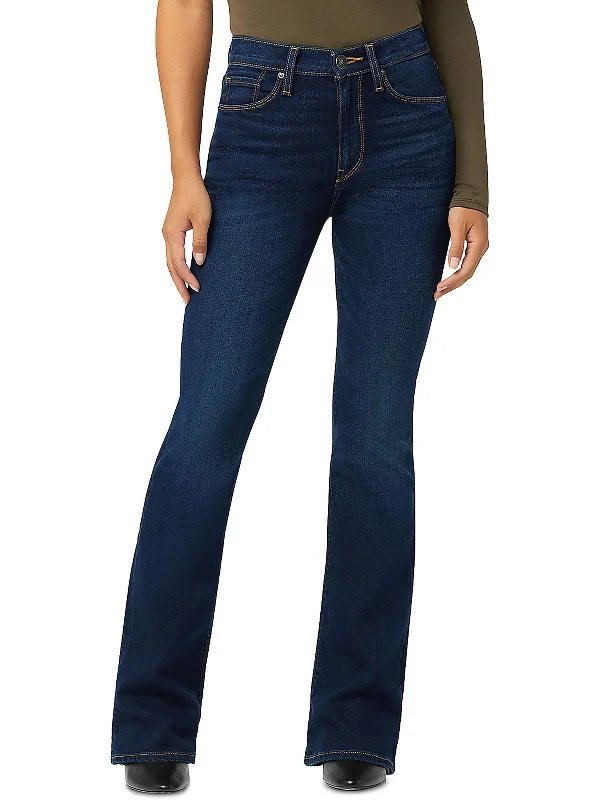 textured cozy pants -Petites Barbara Womens High Rise Denim Bootcut Jeans