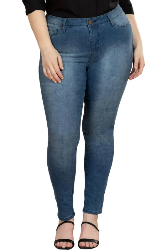 curved neck pants -Python Jeans - Plus In Medium Wash