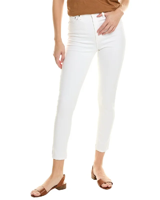 contrast bold pants -rag & bone Nina High-Rise White Ankle Skinny Jean