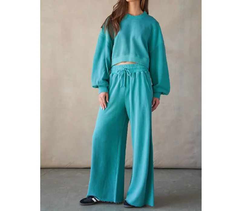 fun pleated pants -Remy Wide Oversized Sweatpant In Kelly Green