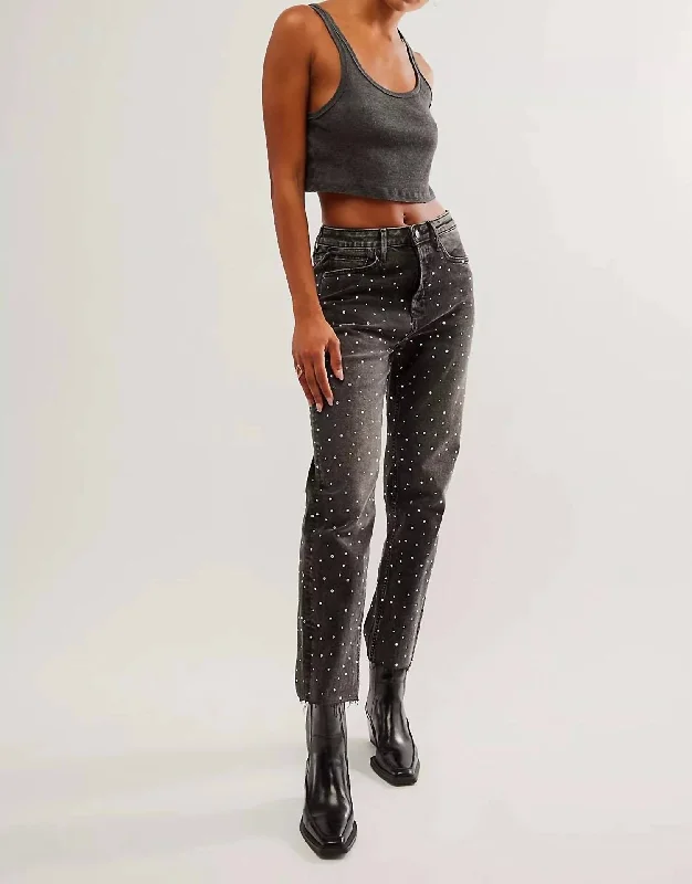 durable adventure pants -Rhinestone Jean In Black