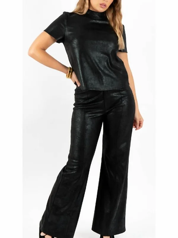 quirky pattern pants -Rio Pant In Black Suede Snake