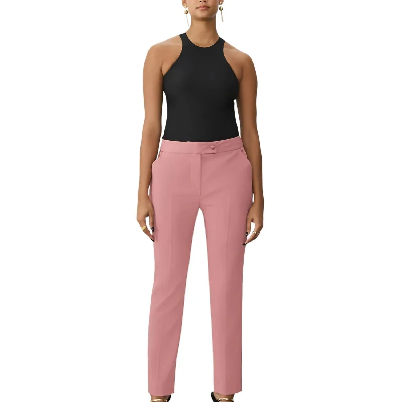 short casual pants -Satin Tuxedo Pants In Soft Pink