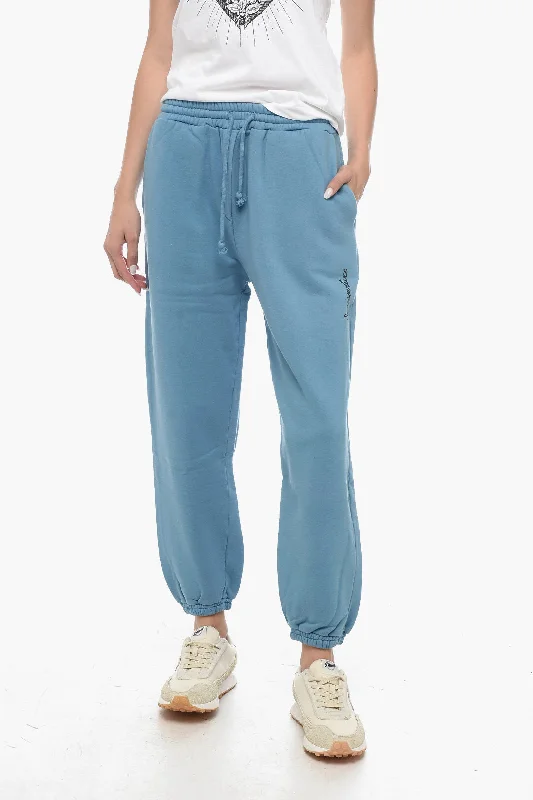 flowy hem pants -SEMICOUTURE Solid Color BENNY Joggers with 3 Pockets