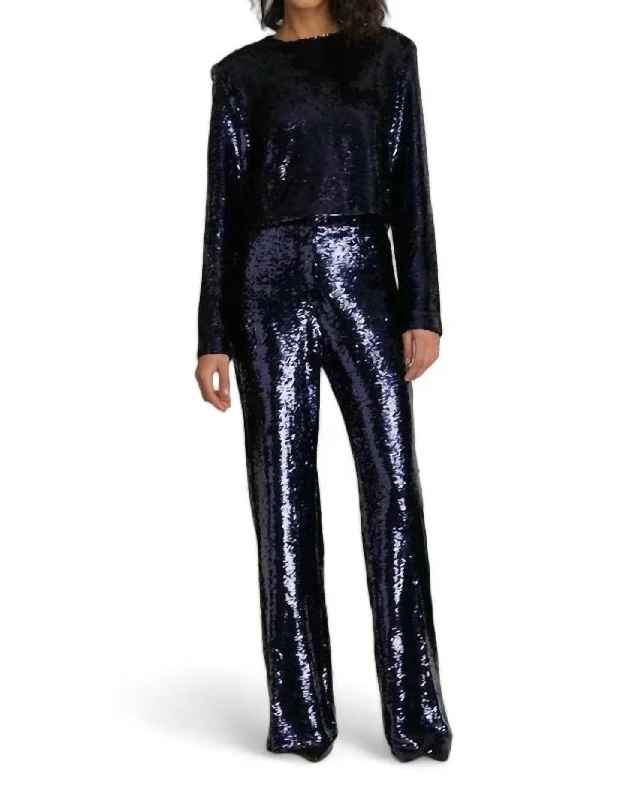 bold check pants -Sequin Roll Top & Rock Pant 2 Piece Set In Sapphire Sequin