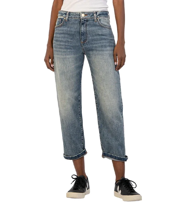 curved edge pants -Sienna Baggy Boyfriend Crop Jeans In Shaped Wash