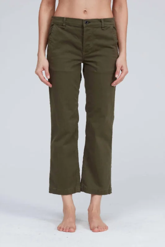 yoga comfy pants -Slim Fit Twill Chino Pant In Safari Green