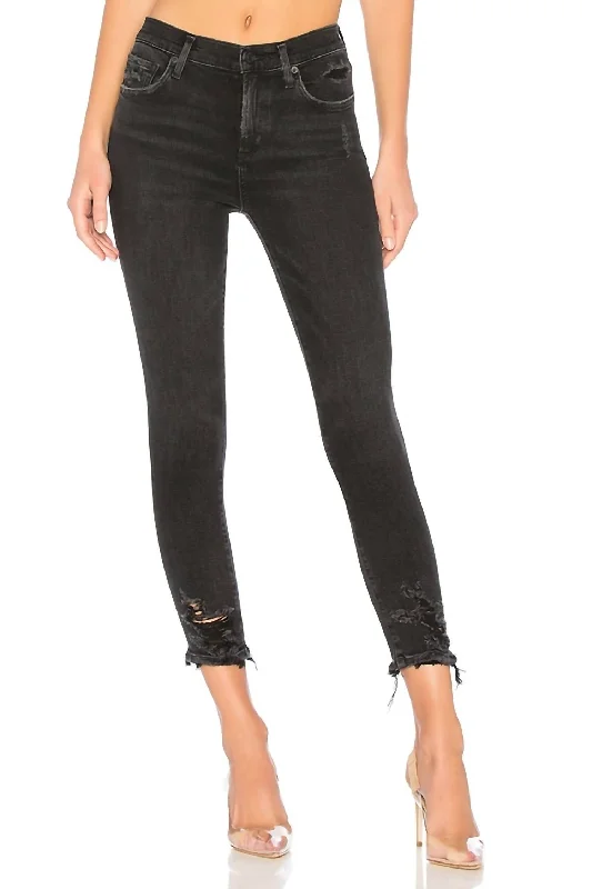 stretch active pants -Sophie High Rise Skinny Crop Jeans In Temple