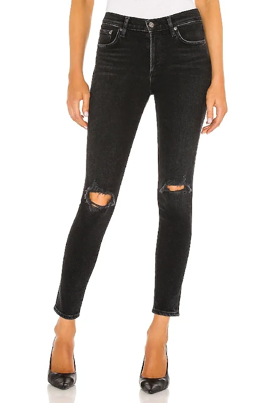 cotton silky pants -Sophie Mid Rise Ankle Jeans In Trademark