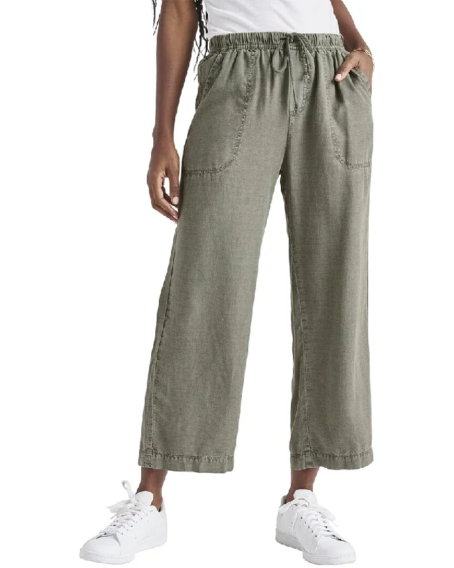 edge curved pants -Splendid Angie Crop Linen-Blend Wide Leg Pant