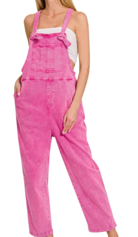 base warm pants -Straight Leg Overalls In Pink