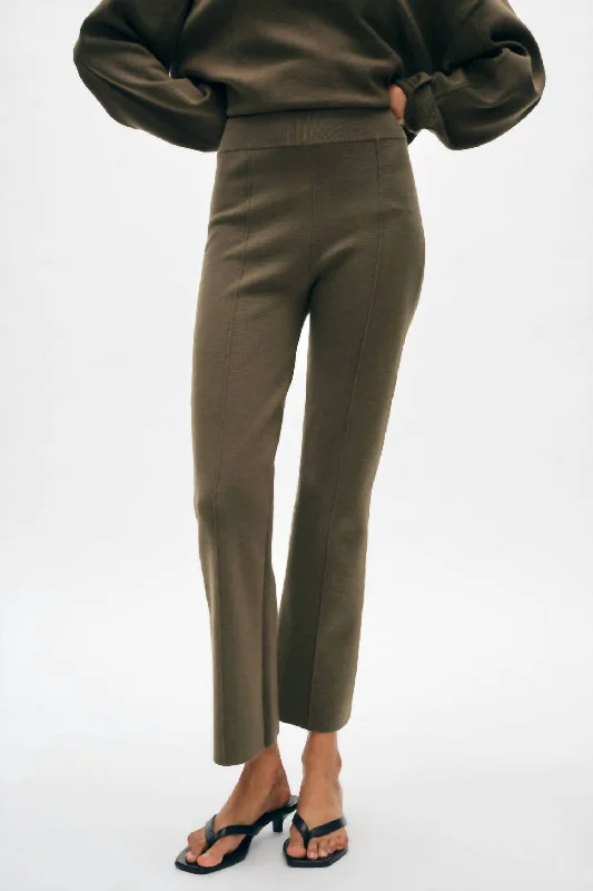 Friday relaxed pants -Superfine Organic Cotton Kick Flare Pant In Dark Sage