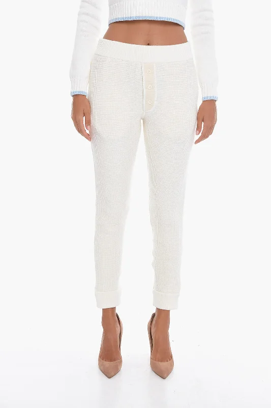 mix cotton pants -The Row Cashmere Blend GINZENA Sweatpants with Buttons