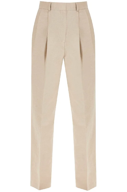 plush lined pants -Toteme Women's Tailo Linen Blend Trousers For Men