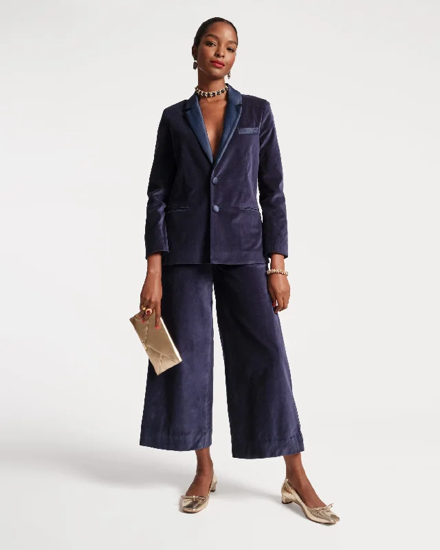 trim flared pants -Tuxedo Pant Velvet Navy