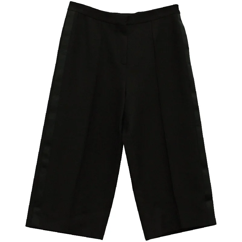 relaxed daily pants -Valentino Cropped Wide Leg Pants in Black Wool