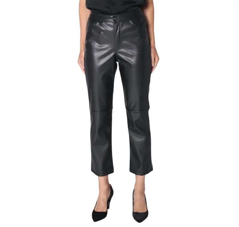 paperbag stylish pants -Vegan Leather Pant In Black