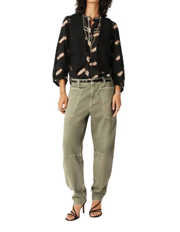 printed playful pants -Vulny Jean In Olive