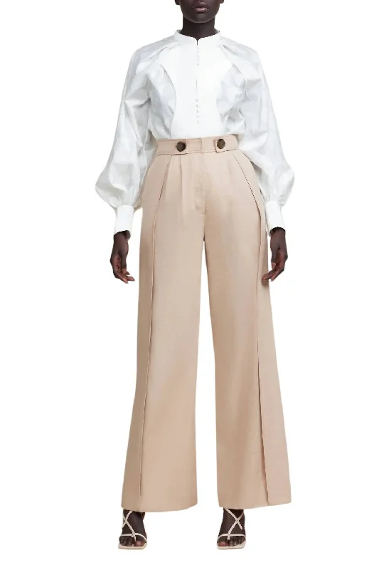 bold contrast pants -Wicklow Pant In Latte