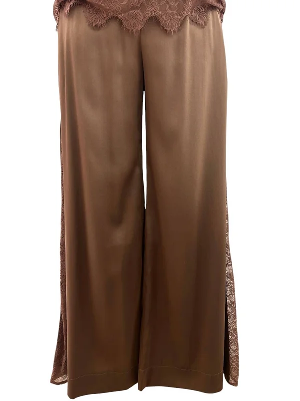 clean minimalist pants -Women's Brya Silk & Lace Trousers In Cocoa